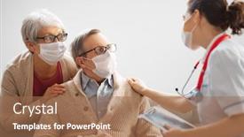  Presentation with senior couple - PPT layouts enhanced with doctor-and-senior-couple-wearing background and a coral colored foreground