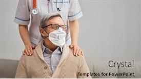  Presentation with flu virus - Cool new presentation theme with doctor-and-senior-man-wearing backdrop and a coral colored foreground