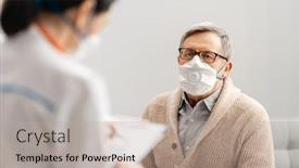  Presentation with flu virus - Colorful PPT theme enhanced with doctor-and-senior-man-wearing backdrop and a mint green colored foreground