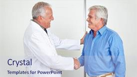  Presentation with doctor patient relations - Colorful PPT theme enhanced with doctor and senior patient giving backdrop and a lemonade colored foreground