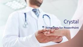  Presentation with patient and nurse holding hands - Beautiful PPT theme featuring discount 5 percent off 3d illustration on white background backdrop and a lemonade colored foreground