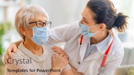  Presentation with flu virus - Slides enhanced with doctor-and-senior-woman-wearing background and a coral colored foreground