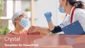  Presentation with flu virus - Theme enhanced with doctor-and-senior-woman-wearing background and a coral colored foreground