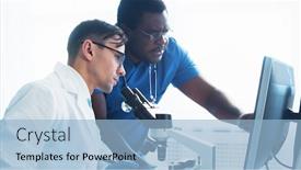  Presentation with light hospital - PPT theme with doctor-and-surgeon-talking-near background and a light blue colored foreground