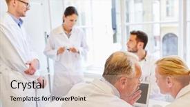  Presentation with meeting a doctor - Cool new slide deck with doctor and team in meeting backdrop and a  colored foreground