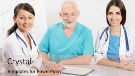  Presentation with public health team - Slide set consisting of doctor and team background and a  colored foreground