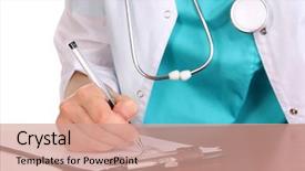  Presentation with prescription drugs - Beautiful slide deck featuring doctor appoint prescription drugs backdrop and a coral colored foreground