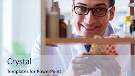  Presentation with retail - Presentation theme with doctor at farmacy retail shop background and a sky blue colored foreground