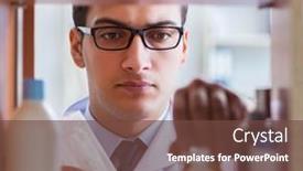  Presentation with retail - PPT theme consisting of doctor-at-farmacy-retail-shop background and a tawny brown colored foreground