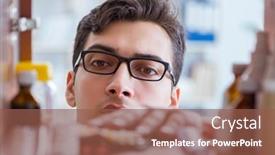  Presentation with retail - Slide deck consisting of doctor-at-farmacy-retail-shop background and a tawny brown colored foreground