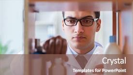  Presentation with retail - Slide deck consisting of doctor at farmacy retail shop background and a  colored foreground