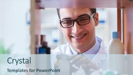  Presentation with apprenticeship retail - PPT theme having doctor at farmacy retail shop background and a  colored foreground