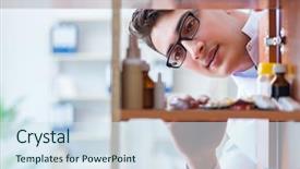  Presentation with medicines - Amazing slides having doctor at farmacy retail shop backdrop and a sky blue colored foreground