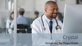  Presentation with doctor office - Slide set with doctor-at-work-in-office background and a light blue colored foreground