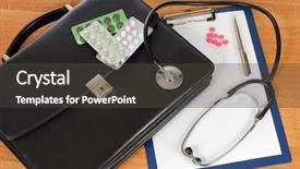  Presentation with portfolio - Cool new presentation theme with doctor bag - black portfolio and phonendoscope backdrop and a  colored foreground