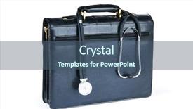  Presentation with case - Audience pleasing presentation theme consisting of doctor bag - case and stethoscope isolated backdrop and a ocean colored foreground
