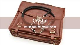  Presentation with case management covid - Colorful slide deck enhanced with doctor bag - case and stethoscope isolated backdrop and a  colored foreground