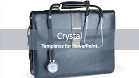  Presentation with case - Slide deck featuring doctor bag - case and stethoscope isolated background and a gray colored foreground