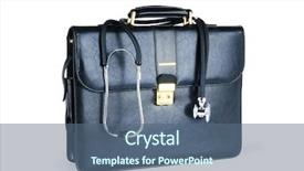  Presentation with case - Slide deck featuring doctor bag - case and stethoscope isolated background and a ocean colored foreground