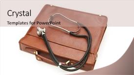  Presentation with medical case study - Amazing PPT theme having doctor bag - case and stethoscope isolated backdrop and a  colored foreground