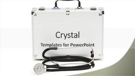  Presentation with trauma case - Theme enhanced with doctor bag - stethoscope and case isolated background and a  colored foreground