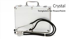  Presentation with case - Beautiful presentation featuring doctor bag - stethoscope and case isolated backdrop and a  colored foreground