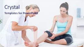  Presentation with bandaging - Cool new slide deck with doctor bandaging her patient ankle backdrop and a sky blue colored foreground