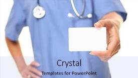  Presentation with business card - Presentation theme having doctor business card close up background and a light blue colored foreground