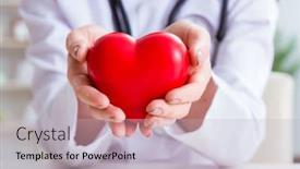  Presentation with cardiologist - Audience pleasing PPT theme consisting of doctor cardiologist with red heart in the hospital backdrop and a light gray colored foreground