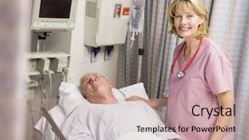  Presentation with caring - Beautiful presentation theme featuring doctor caring for patient backdrop and a coral colored foreground