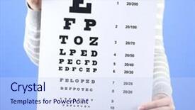  Presentation with eye medicine - Presentation design having doctor character - health care medicine and vision background and a sky blue colored foreground