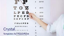  Presentation with eye medicine - PPT theme having doctor character - health care medicine and vision background and a  colored foreground