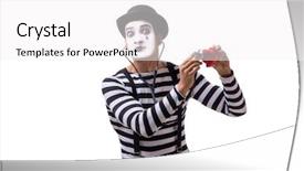  Presentation with mime - Colorful presentation design enhanced with doctor character - mime with stethoscope isolated backdrop and a white colored foreground