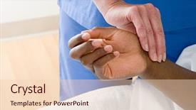  Presentation with pulse - Beautiful slides featuring doctor character - nurse checking patients pulse backdrop and a lemonade colored foreground