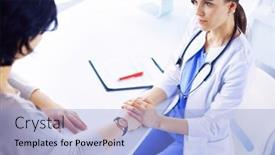  Presentation with doctor asian - Presentation design featuring doctor-check-and-take-care background and a light blue colored foreground