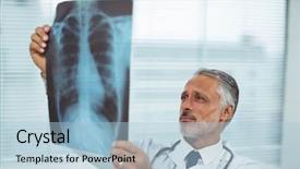  Presentation with report - Theme enhanced with doctor checking a x-ray background and a light blue colored foreground