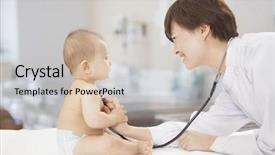  Presentation with heart beat - Beautiful slide deck featuring doctor checking baby's heart backdrop and a soft green colored foreground