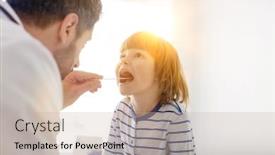  Presentation with tonsil - Presentation theme with doctor-checking-child-patient-tonsil background and a mint green colored foreground