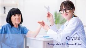  Presentation with doctor and brain - Audience pleasing slide deck consisting of doctor-checking-flexibility-with-goniometer backdrop and a sky blue colored foreground