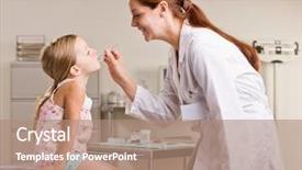  Presentation with temperature - PPT theme featuring doctor checking girl temperature background and a coral colored foreground