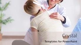  Presentation with joint - Audience pleasing PPT theme consisting of doctor-checking-joint-flexibility backdrop and a soft green colored foreground