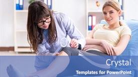  Presentation with joint - PPT theme featuring doctor-checking-joint-flexibility background and a teal colored foreground