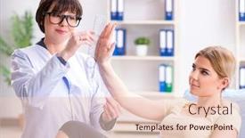  Presentation with joint - Beautiful slide deck featuring doctor-checking-joint-flexibility backdrop and a lemonade colored foreground