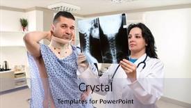  Presentation with injury - Colorful slides enhanced with doctor checking neck x-ray backdrop and a light blue colored foreground