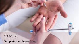  Presentation with nerve - Cool new PPT layouts with nerves - doctor checking nerve reflexes backdrop and a coral colored foreground