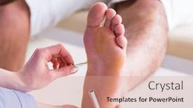  Presentation with nerve - Audience pleasing PPT layouts consisting of doctor-checking-nerve-reflexes backdrop and a coral colored foreground