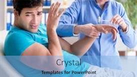  Presentation with nerve - Presentation design having doctor-checking-nerve-reflexes background and a light blue colored foreground