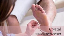  Presentation with nerve - Audience pleasing slide set consisting of doctor-checking-nerve-reflexes backdrop and a coral colored foreground