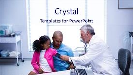  Presentation with concept high blood pressure used tablets - Colorful presentation theme enhanced with doctor checking patient blood pressure backdrop and a  colored foreground