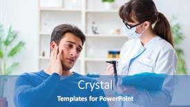  Presentation with ear medical - Presentation theme featuring doctor-checking-patients-ear-during background and a teal colored foreground